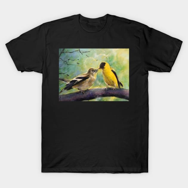 Goldfinch Birds in Love T-Shirt by artdesrapides